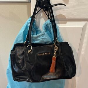 ANTONIO MELANI Black Shoulder Bag with Tassel